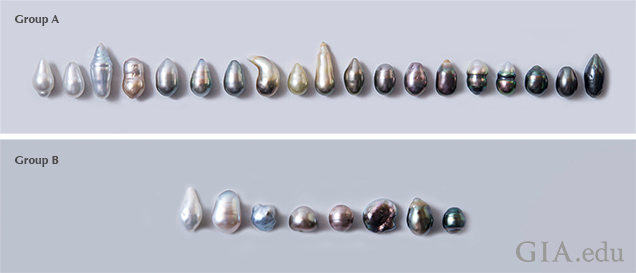 The 27 pearls selected for spectral work The 27 pearls selected for spectral work