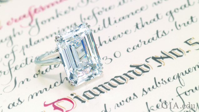 A 25.27 ct. emerald cut diamond ring. A 25.27 ct. emerald cut diamond ring.