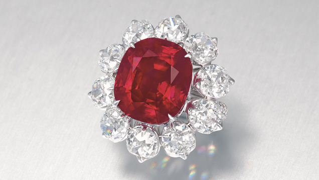 The 15.04 ct. Crimson Flame, an exceptionally rare Burmese pigeon’s blood ruby, is the highest price ever paid at auction for a ruby at $18 million. Photo courtesy of Christie’s The 15.04 ct. Crimson Flame, an exceptionally rare Burmese pigeon’s blood ruby, is the highest price ever paid at auction for a ruby at $18 million. Photo courtesy of Christie’s