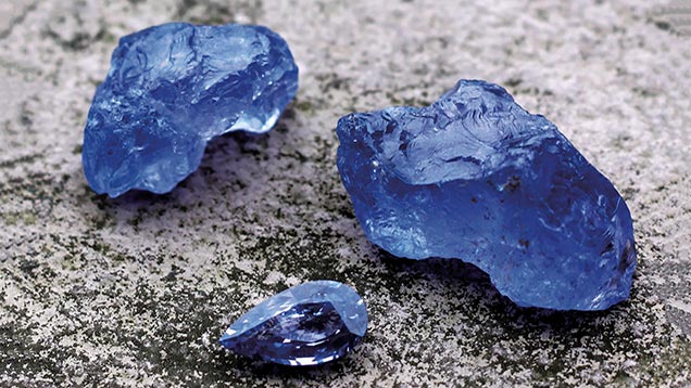 Rough blue spinel crystals from Luc Yen Rough blue spinel crystals from Luc Yen