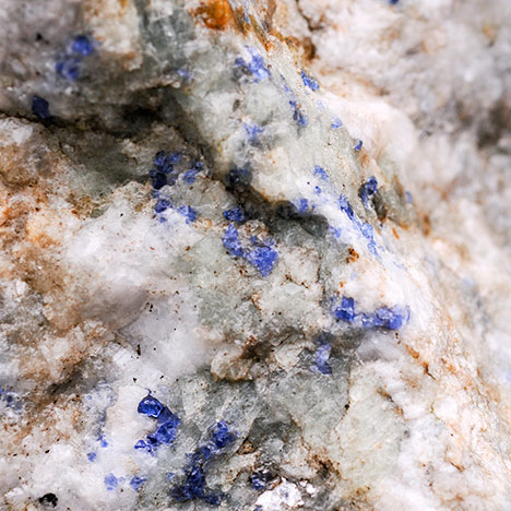 Blue spinel in marble host Blue spinel in marble host