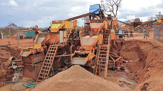 Two sluices used for different-sized gravel Two sluices used for different-sized gravel