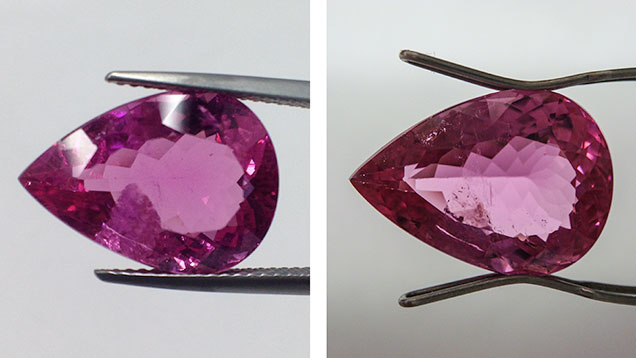 Rubellite fissure before and after treatment Rubellite fissure before and after treatment
