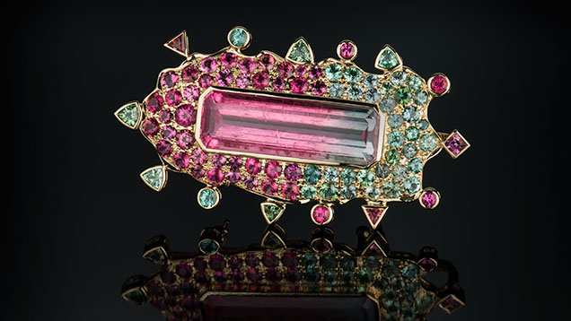 Bicolor Tourmaline Pin Bicolor Tourmaline Pin