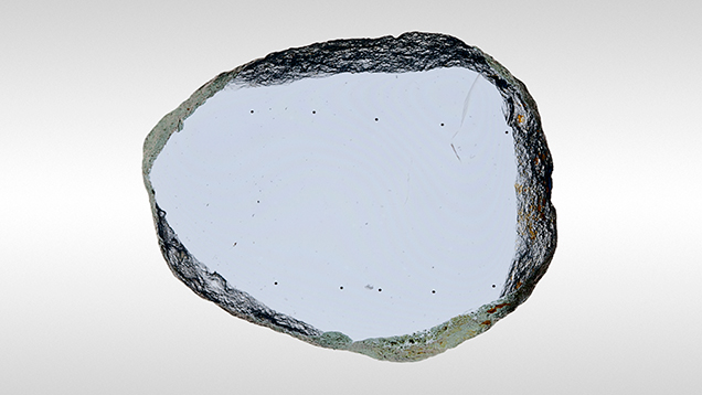Polished Yogo sapphire wafer sample Polished Yogo sapphire wafer sample