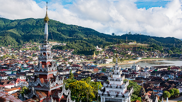 The town of Mogok in Myanmar The town of Mogok in Myanmar
