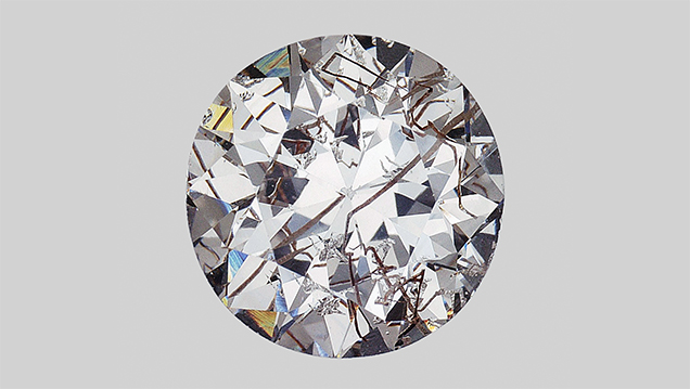 Type IIa diamond with etch channels caused by dissolution. Type IIa diamond with etch channels caused by dissolution.