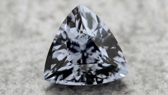 Trillion-cut gray spinel from Myanmar. Trillion-cut gray spinel from Myanmar.