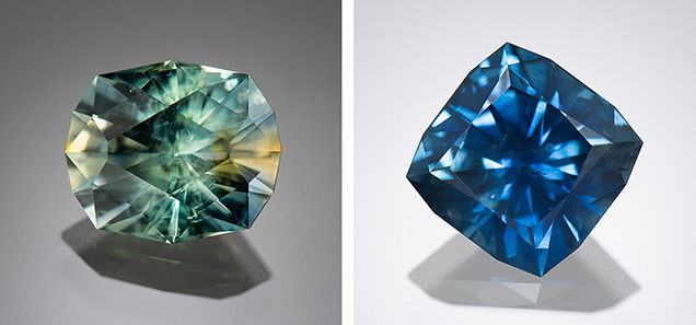 Bicolor sapphire in Hapeman’s Helena cut.