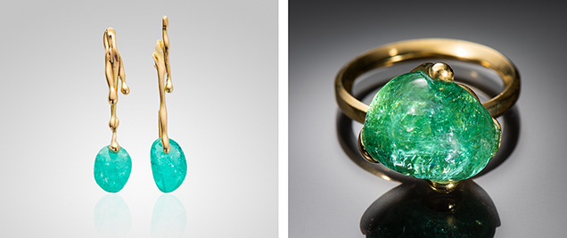 Drip Earrings and Emerald Ring Drip Earrings and Emerald Ring