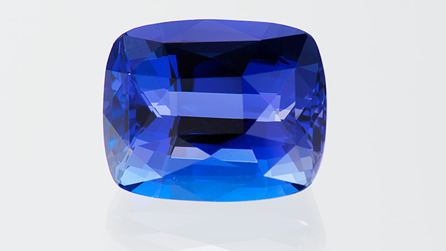 22.6 ct precision cushion-cut deep blue tanzanite. 22.6 ct precision cushion-cut deep blue tanzanite.
