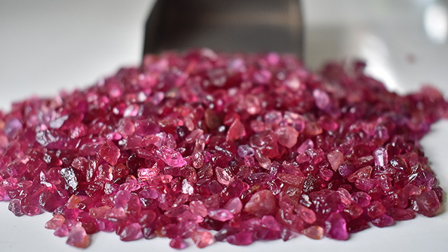Rough rubies from Fura Gems' claims near Montepuez, Mozambique. Rough rubies from Fura Gems' claims near Montepuez, Mozambique.