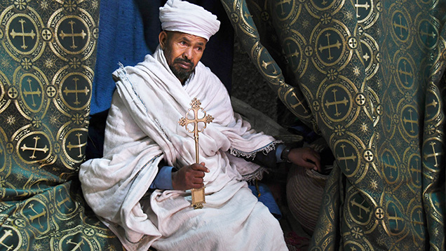 Priest at the Church of Saint George in Lalibela, Ethiopia