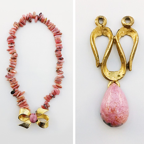 Jewels produced with Swiss rhodonite from Tanatz Alp Jewels produced with Swiss rhodonite from Tanatz Alp