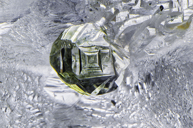Green diamond crystal. Green diamond crystal.