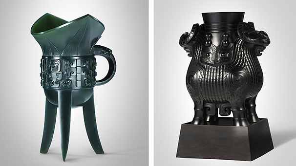 Nephrite works by Hongwei Ma displayed in the British Museum.