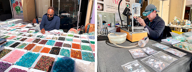 Rough gems for sale and cutting services available at shows open to the public. Rough gems for sale and cutting services available at shows open to the public.