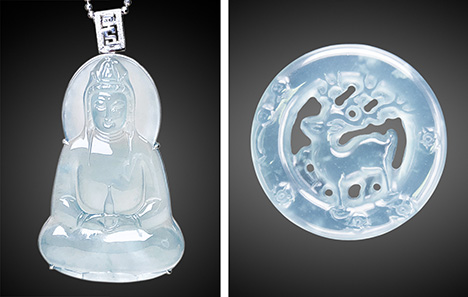 Figure 1. Guatemalan “ice jade” carvings of Bodhisattva (4.6 × 3.1 cm) and a deer (2.3 cm diameter). Courtesy of T. Chen.