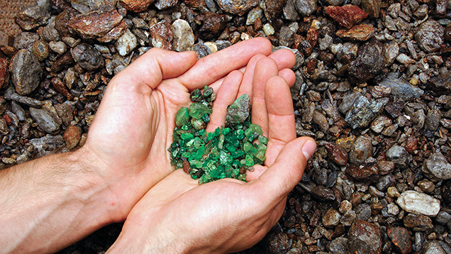 Tanzanian tsavorite retrieved through alluvial mining. Tanzanian tsavorite retrieved through alluvial mining.