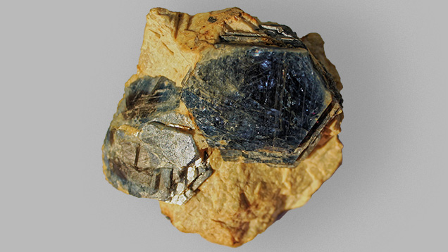Sapphire in feldspar matrix. Sapphire in feldspar matrix.