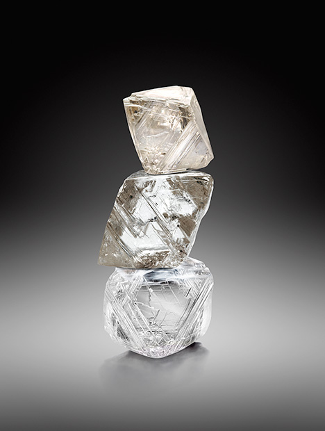 Diavik rough diamond crystals. Figure 23. Rio Tinto markets its Diavik rough diamonds from a sales office in Antwerp. Photo courtesy of Rio Tinto Diamonds.