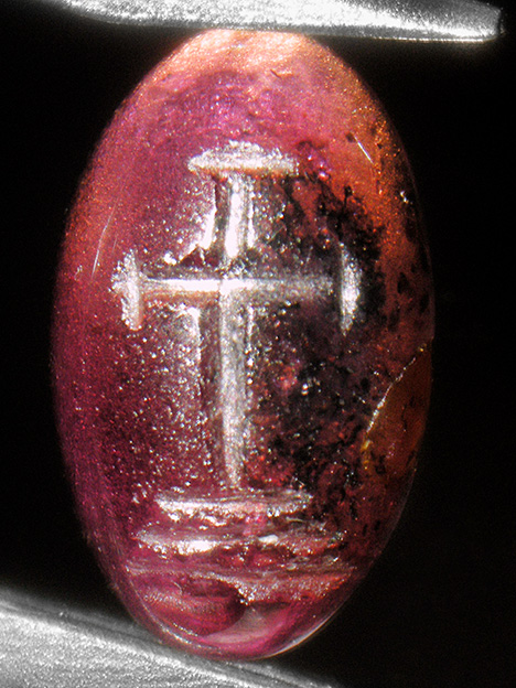 Early Byzantine garnet intaglio, dated from the late sixth to eighth century CE Early Byzantine garnet intaglio, dated from the late sixth to eighth century CE