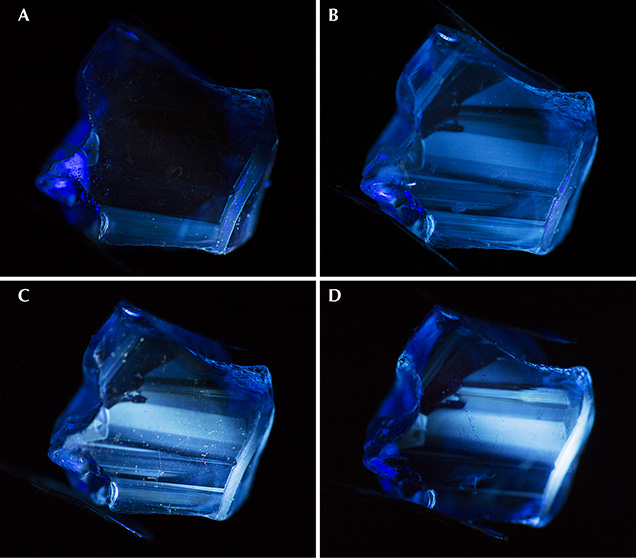 Short-wave UV fluorescence reaction of a Madagascar sapphire during heating