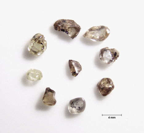 Rough diamonds previously mined from Crater of Diamonds State Park. Rough diamonds previously mined from Crater of Diamonds State Park.