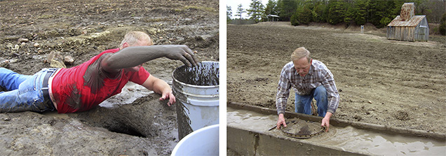 Digging for diamond ore and sieving. Digging for diamond ore and sieving.