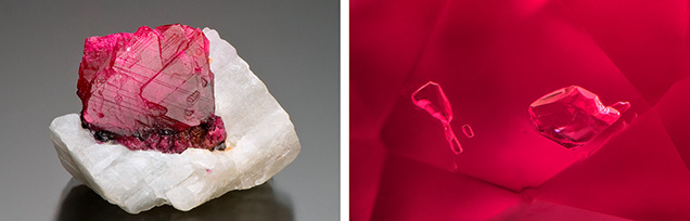 Internal features reveal geological growth environment of marble-hosted rubies. Internal features reveal geological growth environment of marble-hosted rubies.