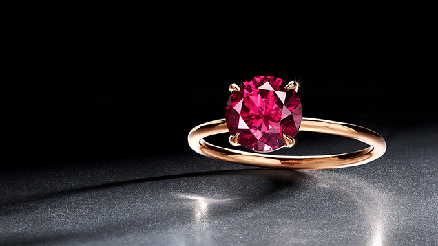Figure 2. The “Argyle Phoenix,” a 1.56 ct Fancy red diamond, fetched nearly three times its presale estimate. Courtesy of Phillips.
