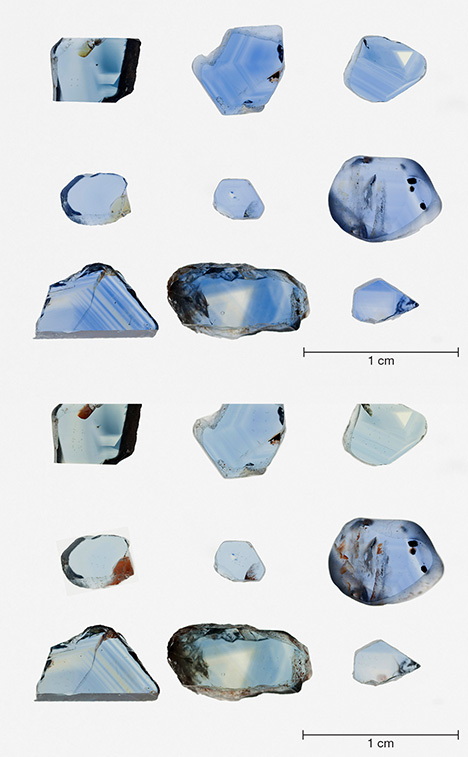 Basalt-related blue sapphires before and after heating Basalt-related blue sapphires before and after heating