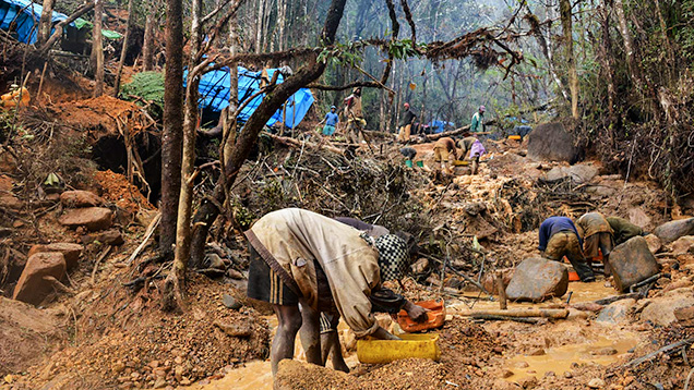 Malagasy miners washing gem-rich gravels. Malagasy miners washing gem-rich gravels.
