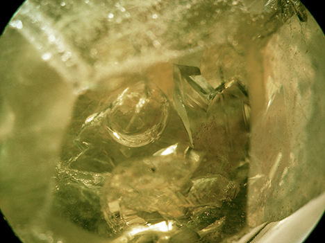 W15-GNI-Figure-1_green_194192-468x351.jpg. Demantoid crystal with two-phase fluid inclusion