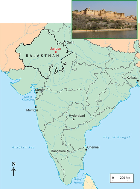 Map of India featuring Jaipur Map of India featuring Jaipur