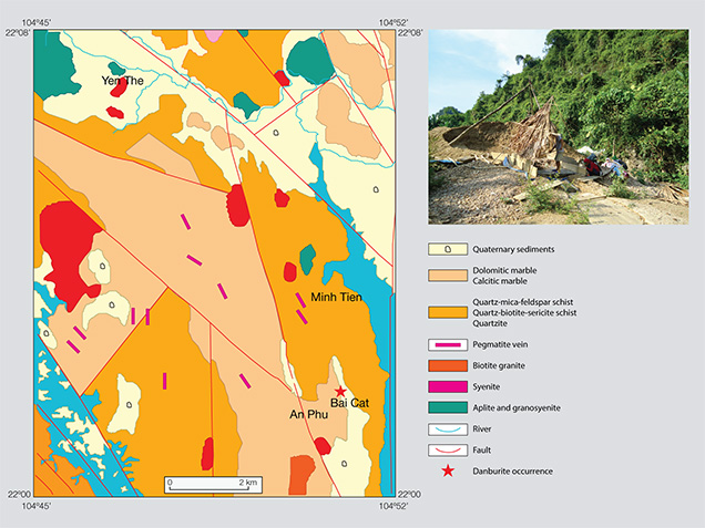 Geological map of Luc Yen, showing Bai Cat deposit. Geological map of Luc Yen, showing Bai Cat deposit.