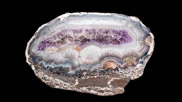Agate with amethyst-lined cavity Agate with amethyst-lined cavity