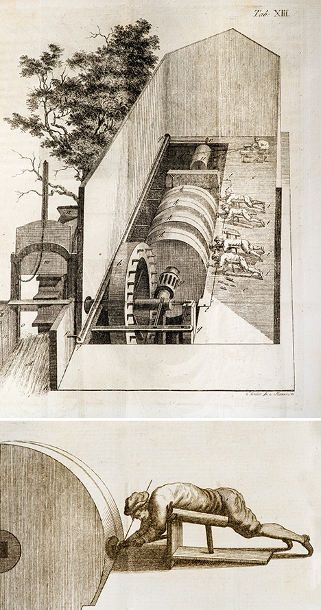Engravings of German agate cutting in the 1700s Engravings of German agate cutting in the 1700s