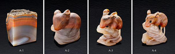 Carving of a mouse from an agate nodule Carving of a mouse from an agate nodule