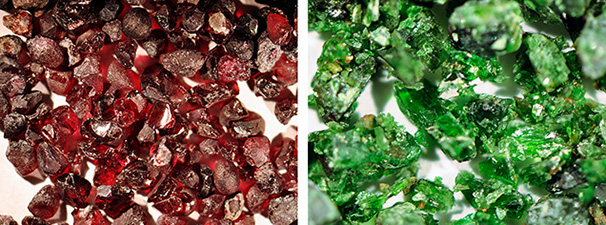 Garnet and clinopyroxene from crushed peridotitic rock