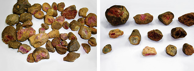 Rough corundum from Truc Lau secondary deposit Rough corundum from Truc Lau secondary deposit