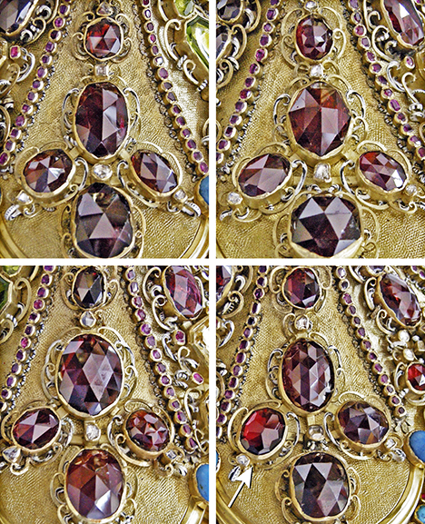 Rose cuts in the Cologne monstrance with a variety of cutting styles Rose cuts in the Cologne monstrance with a variety of cutting styles