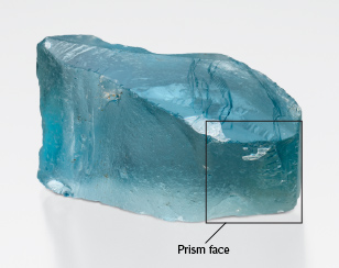 Figure 5. Example of a waterworn topaz with terminations and prism faces with narrow grooves and etchings in a 188 ct specimen. Photo by Emily Lane; courtesy of Diane Eames. Figure 5. Example of a waterworn topaz with terminations and prism faces with narrow grooves and etchings in a 188 ct specimen. Photo by Emily Lane; courtesy of Diane Eames.