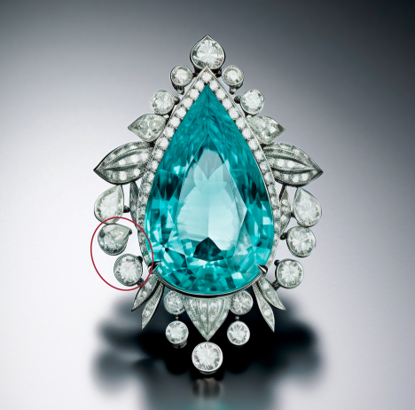 Figure 15. AI tools that can generate photorealistic images from text prompts are becoming more widely used to rapidly iterate jewelry designs. While designers can benefit from these tools’ capabilities, they must be aware of their flaws. This image output includes irregularly shaped gems and “floating” bezels. Figure 15. AI tools that can generate photorealistic images from text prompts are becoming more widely used to rapidly iterate jewelry designs. While designers can benefit from these tools’ capabilities, they must be aware of their flaws. This image output includes irregularly shaped gems and “floating” bezels.