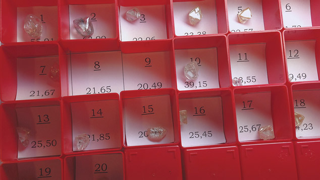 Array of large rough diamonds Array of large rough diamonds