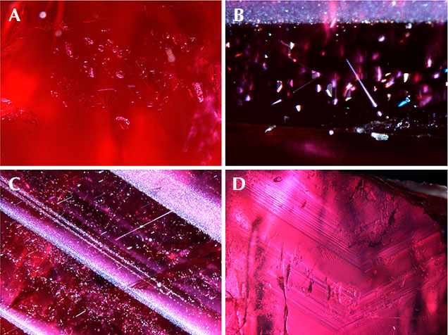 Internal features of ruby from Longido, Tanzania.