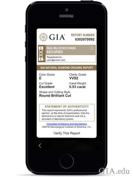 An image of a GIA diamond report. An image of a GIA diamond report.