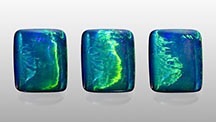 This composite image of a 4.80 ct precious cat’s-eye boulder opal shows the progression of the cat’s-eye as a light source moves across the stone. Photos by Annie Haynes.