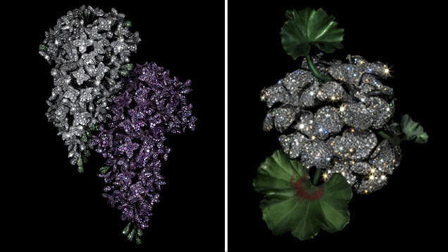 JAR lilac and geranium brooch
