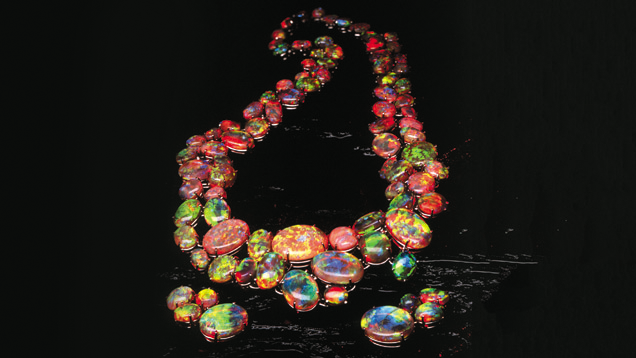 "The Path of Enlightenment" Necklace. "The Path of Enlightenment" necklace contains 180 magnificent opals from Lightning Ridge, Australia, a famous opal producing area. - Courtesy Cody Opal